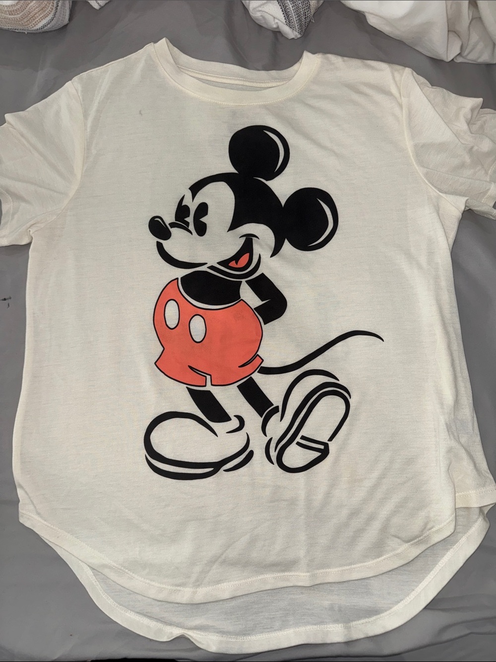 Disney White Tee with Black and Red Mickey Graphic